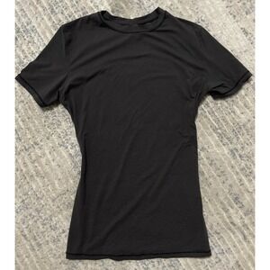Skims Fits Everybody Short Sleeve T-shirt Size XS Onyx Stretchy, Semi Sheer